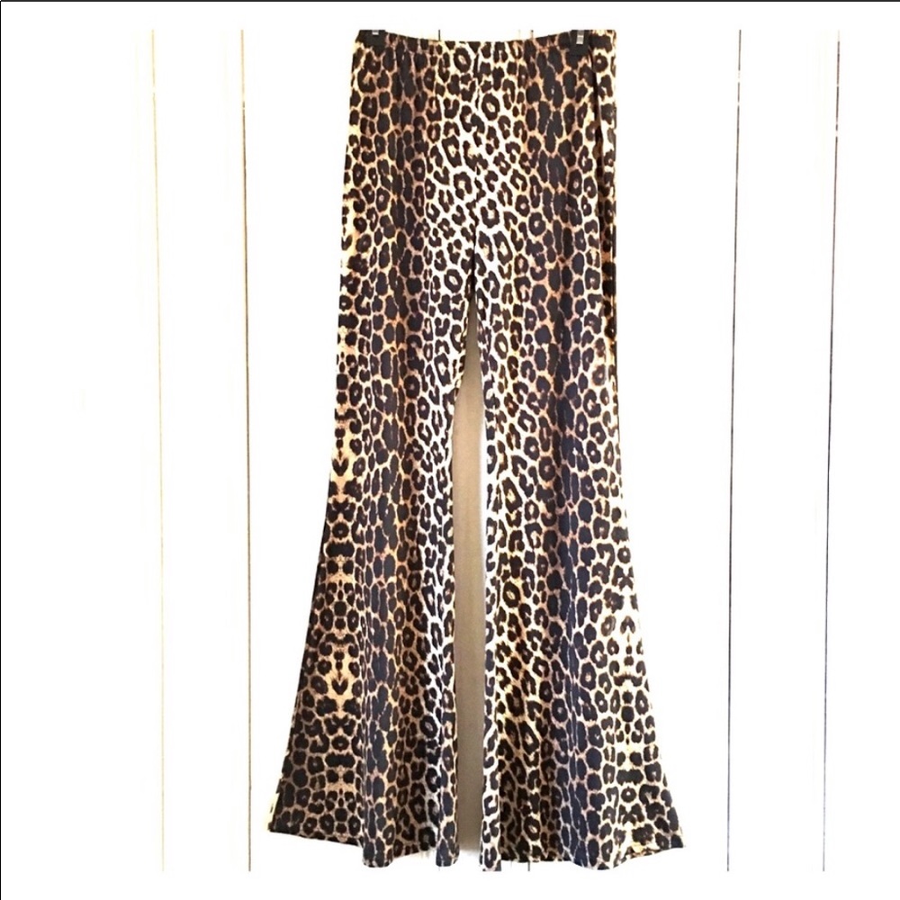 Trendy Leopard Print Bell Bottom Pants, large